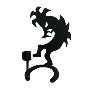Cast Iron Dancing Kokopelli Horseshoe Base Candlestick Holder Southwest Decor